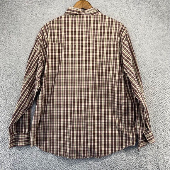 Wrangler PBR Shirt Men's Extra Large Beige Green Red Check Rodeo Western Cotton - Picture 9 of 11